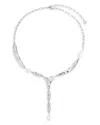 Ettika Liquid Melt And Cultivated Pearl Lariat Necklace In Silver