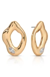 Ettika Melting Metal Crystal Stud Earrings In Gold