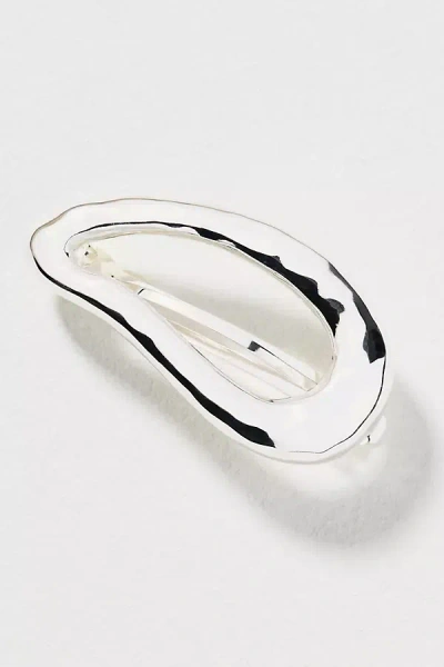 Ettika Liquid Wave Silver Hair Barrette In White