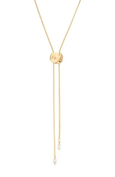 Ettika Liquit Luxe Faux Pearl Bolo Necklace In Gold