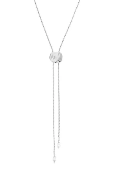 Ettika Liquit Luxe Faux Pearl Bolo Necklace In Metallic