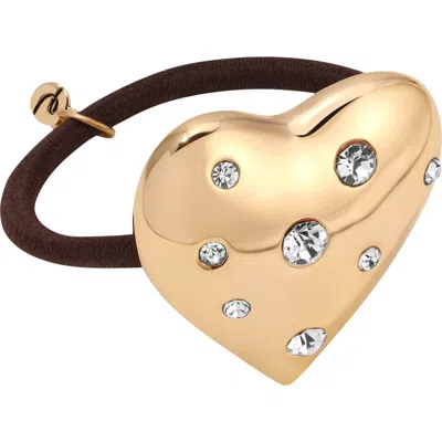 Ettika Love Embellished Heart Ponytail Holder In Gold