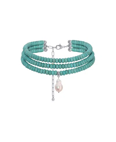 Ettika Marina Layers Rose Quartz Necklace In Green