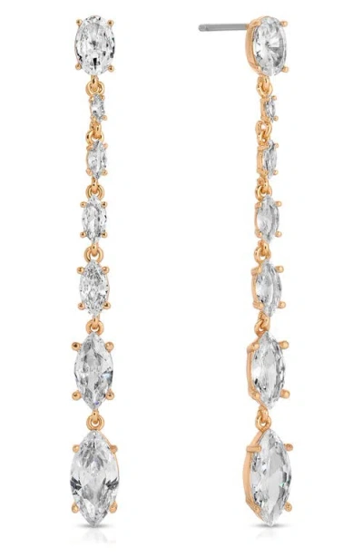 Ettika Marquise Cubic Zirconia Linear Drop Earrings In Gold