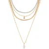 Ettika Maximalist Layered Crystal & Faux Pearl Necklace In Gold