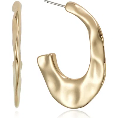 Ettika Medium Hammered Hoop Earrings In Gold