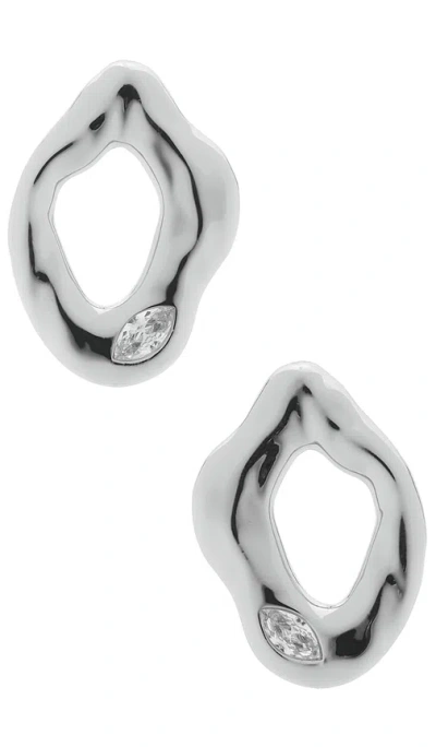 Ettika Melting Metal Crystal Earrings In Silver