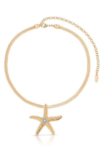 Ettika Mermaid Cove Starfish Pendant Necklace In Turquoise