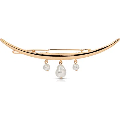 Ettika Mermaid Faux Pearl Barrette In Gold