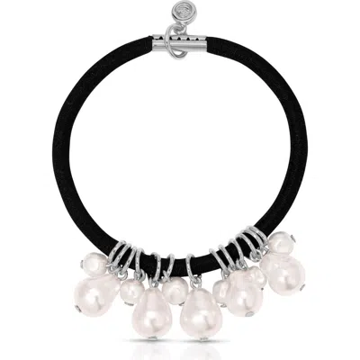 Ettika Mermaid Imitation Pearl Ponytail Holder In Black