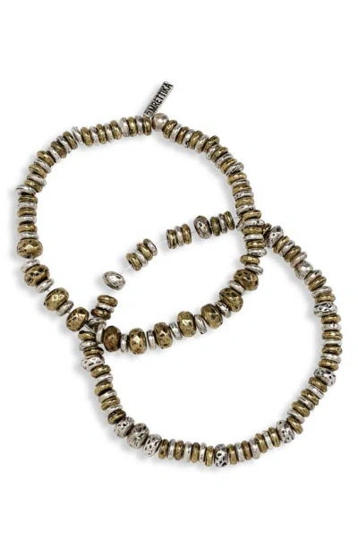 Ettika Metal Bead Bracelet Set In Gold