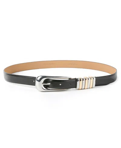 Ettika Metal Core Oversized Buckle Belt In Black