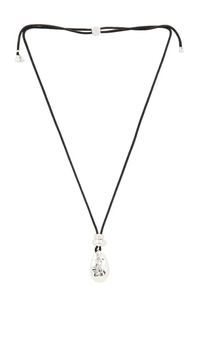 Ettika Metal Drop Cord Necklace In Black & Silver