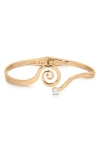 Ettika Mini Aura Swirl Imitation Pearl Cuff Bracelet In Gold