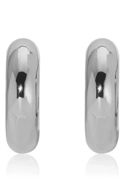 Ettika Mini Thick Classic Hoops In Rhodium