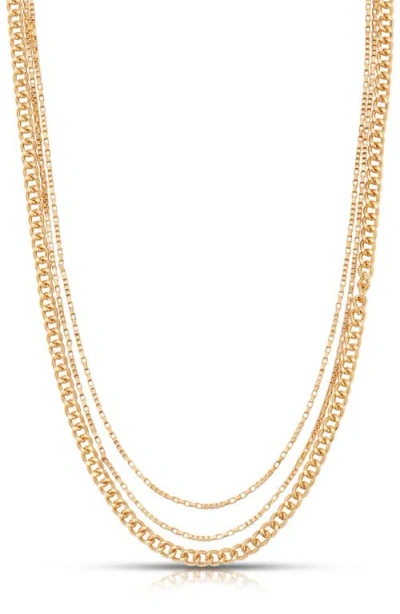 Ettika Minimalist Layered Chain Necklace In Gold