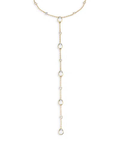 ETTIKA MIXED CUBIC ZIRCONIA LARIAT NECKLACE IN 18K GOLD PLATED, 15-18