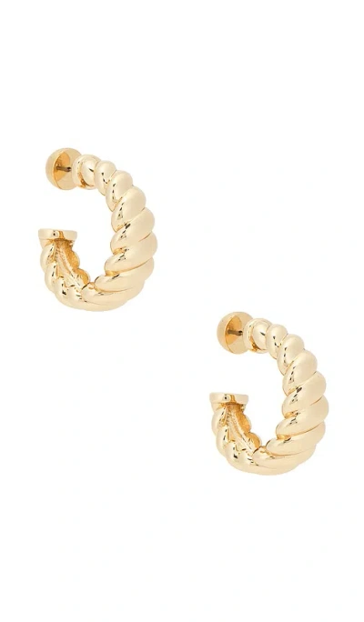 Ettika Modern Ribbed Hoops In Gold