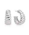 Ettika Modern Ribbed Small Hoop Earrings In Silver