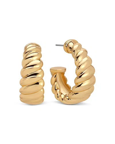 Ettika Modern Ribbed Small Hoop Earrings In Gold