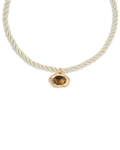 Ettika Molten Crystal Pendant Rope Necklace, 13.5-17.5 In White