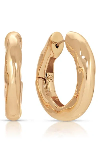 Ettika Gold Plated Molten Hoop Earrings