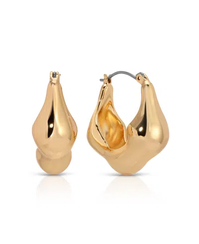 Ettika Molten Metal Hoop Earrings In Gold