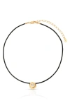 Ettika Molten Sphere Leather Pedant Necklace In Gold