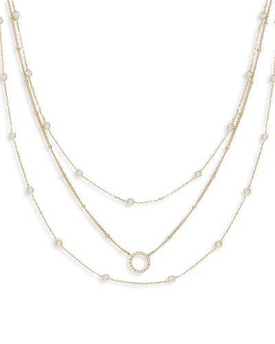 Ettika Monroe Crystal Cubic Zirconia Layered Collar Necklace In 18k Gold Plated, 14-19