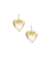 Ettika Mother Of Pearl And Gold Plated Heart Earrings In Gold Plated