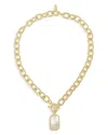 Ettika Chain Link And Mother Of Pearl 18k Gold Plated Pendant Necklace In Gold