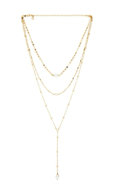 Ettika Multi-chain Pearl Lariat Necklace In Gold