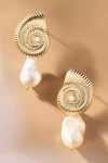 Ettika Swirled Shell Freshwater Cultivated Pearl Statement Earrings