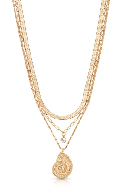 Ettika Nautilus Shell Pendant Layered Necklace In Gold