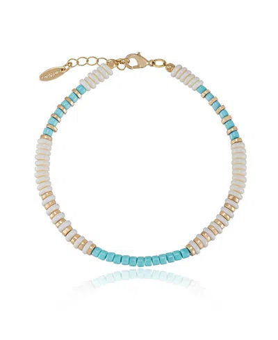 Ettika Ocean Tide 18k Gold Plated Anklet In Multi