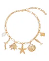 Ettika Oceanic Dreams Cubic Zirconia & Cultured Freshwater Pearl Shell Charm Statement Necklace, 15-18