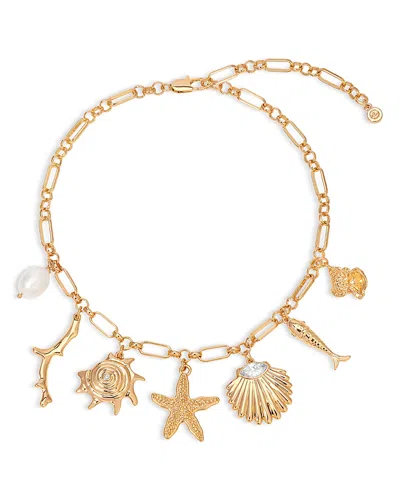ETTIKA OCEANIC DREAMS CUBIC ZIRCONIA & CULTURED FRESHWATER PEARL SHELL CHARM STATEMENT NECKLACE, 15-18