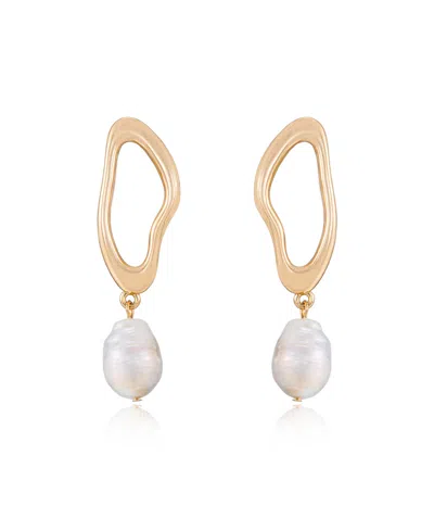 Ettika Open Circle 18k Gold-plated And Cultured Freshwater Pearl Dangle Earrings