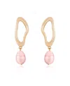 Ettika Open Circle 18k Gold Plated And Pink Pearl Dangle Earrings In Pink