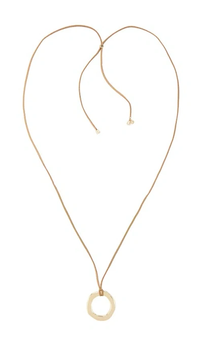 Ettika Open Circle Adjustable Suede Necklace In Gold