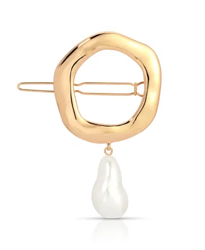 Ettika Open Circle Cultivated Pearl Barrette In Blue