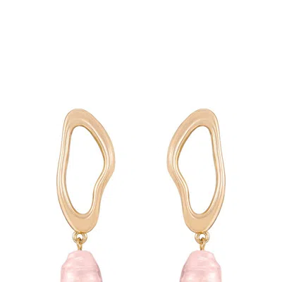 Ettika Open Circle Freshwater Pearl Dangle Earrings In Pink