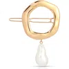 Ettika Open Circle Imitation Pearl Barrette In Gold