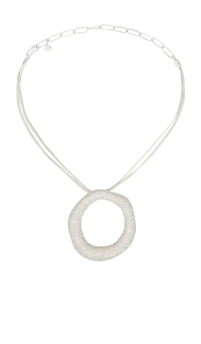 Ettika Open Circle Pave Necklace In Metallic