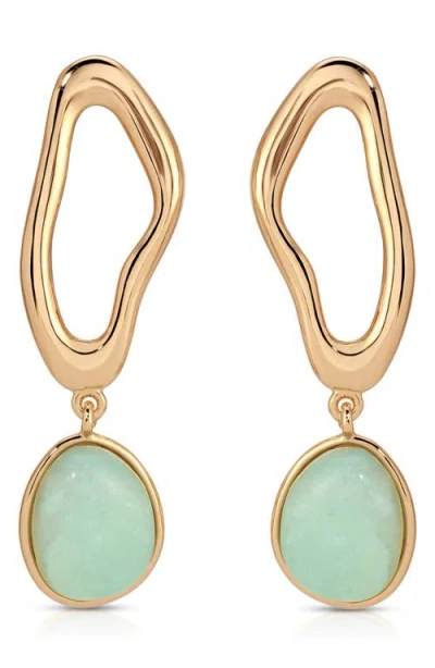 Ettika Organic Wave Semiprecious Stone Earrings In Amazonite And Gold