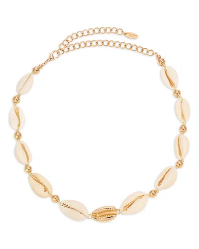 ETTIKA OUT TO SEA COWRIE SHELL & 18K GOLD PLATED NECKLACE, 12.5