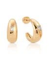 Ettika Baguette Cubic Zirconia Oval Dome Half Hoop Earrings
