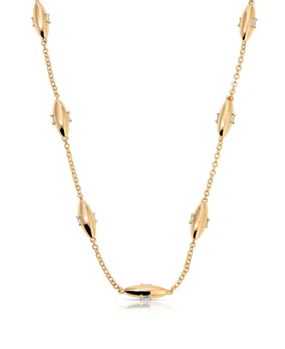 ETTIKA OVAL DOME BAGUETTE SIMPLE CHAIN NECKLACE