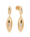 Ettika Baguette Cubic Zirconia Oval Dome Double Drop Earrings