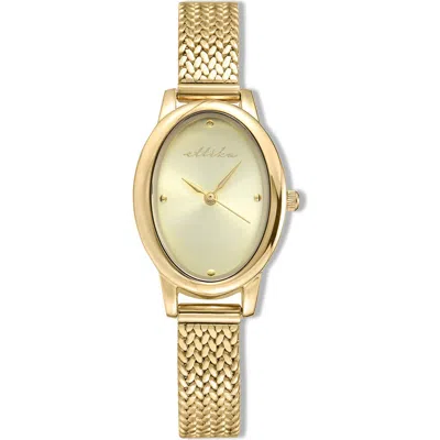 Ettika Oval Face Mesh Strap Watch In Gold